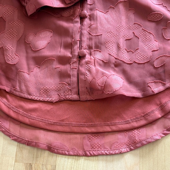 LC Lauren Conrad Rust Red Ruffled Button-Front Blouse - Picture 2 of 4